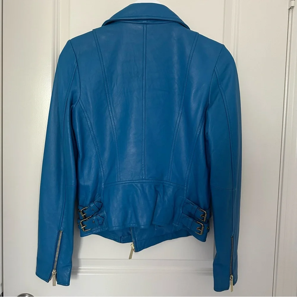 Nicola Leather Blue Jacket - Picture 2 of 5